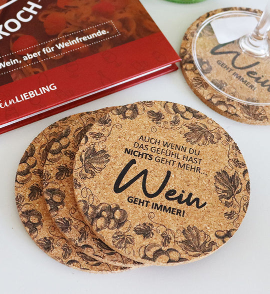 Untersetzer "Wein geht immer"  4er-Set