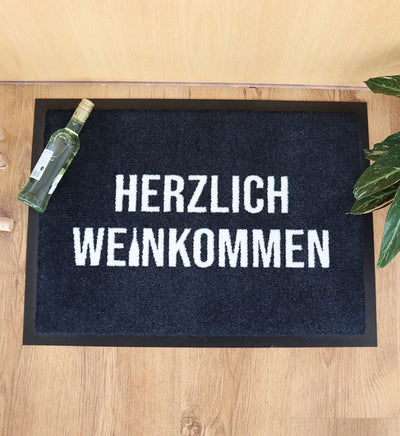 Herzlich Weinkommen Fußmatte
