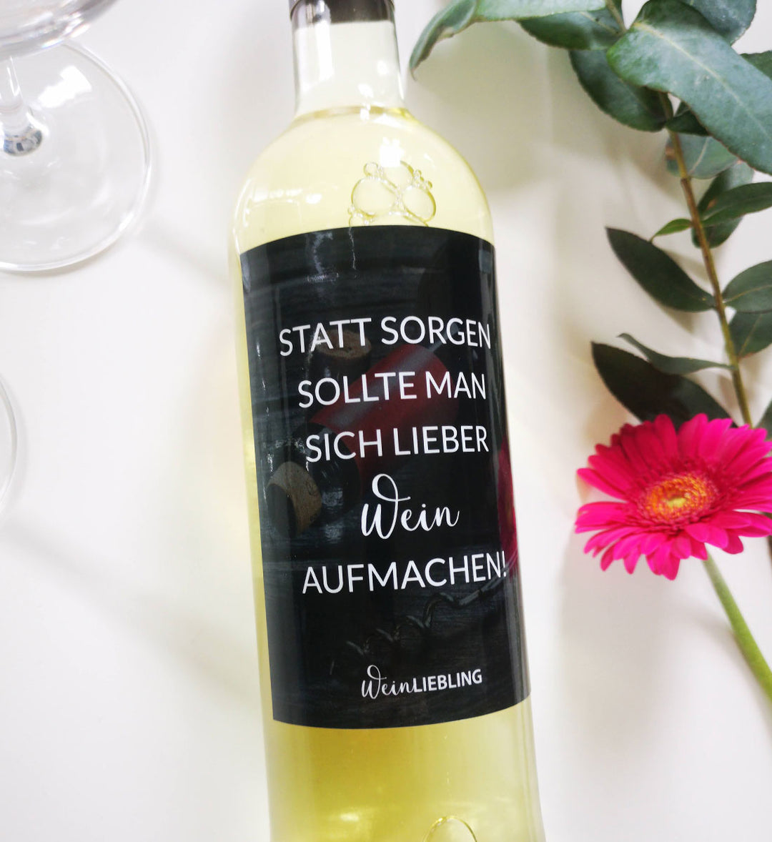 Weinetikett "Wein statt Sorgen"