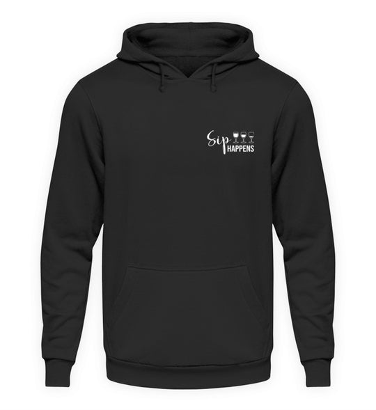 Sip happens Hoodie Schwarz – Original-Anbietermockup