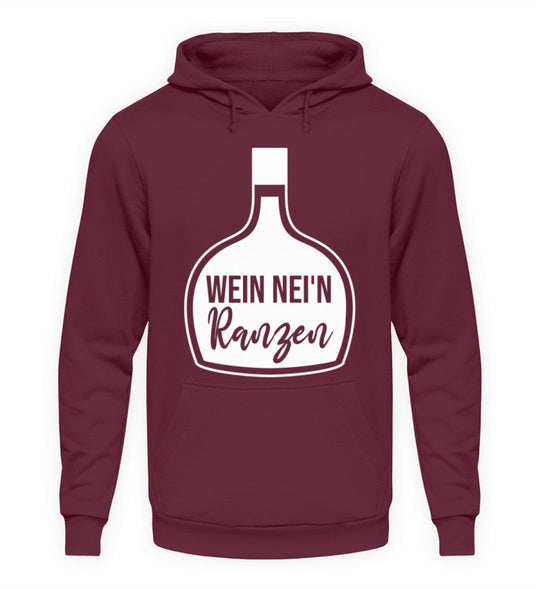 Unisex-Hoodie Bordeaux mit Wein nei’n Ranzen, Motivgröße Groß, natives Anbieter-Farbmockup.