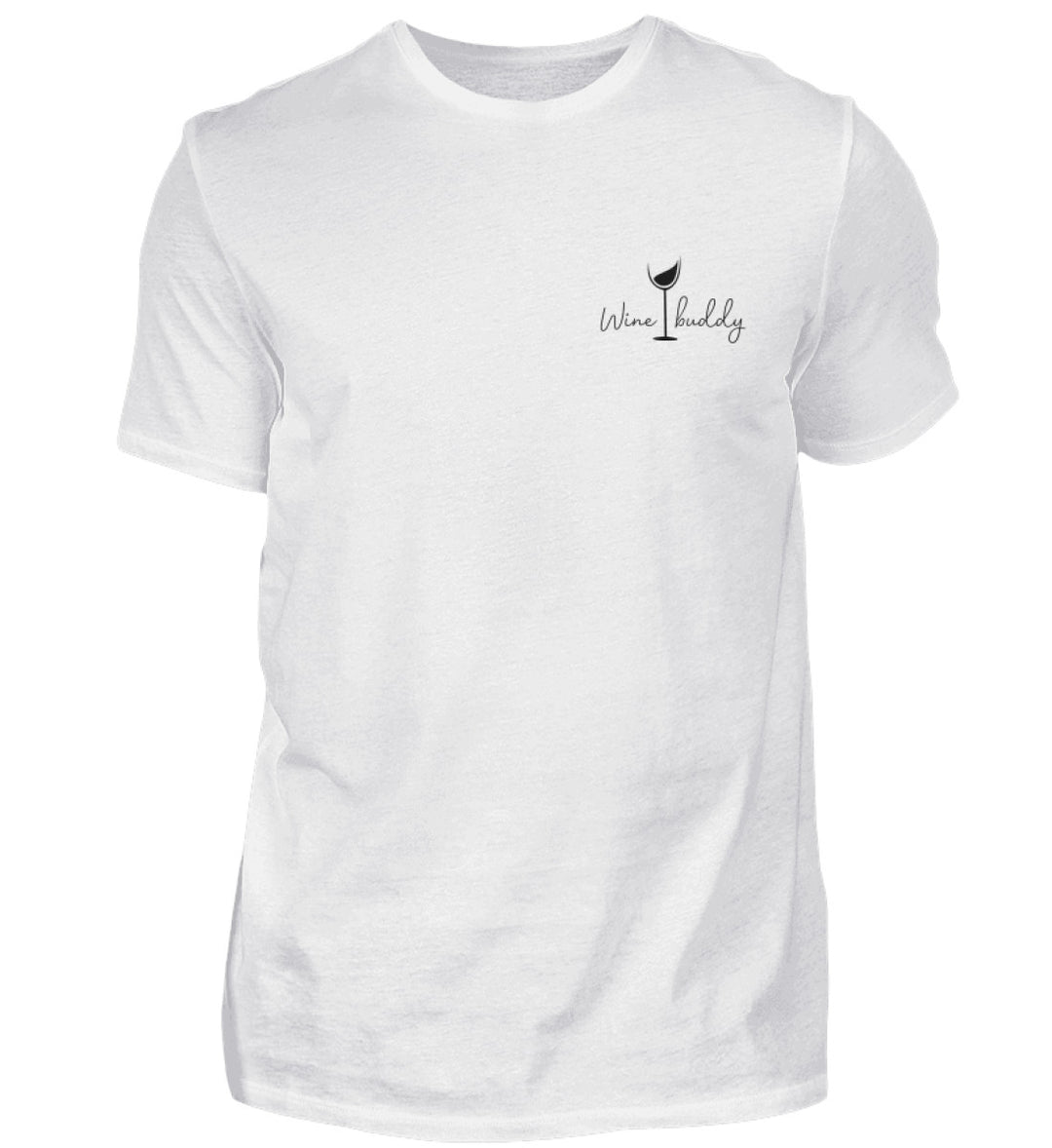 Wine buddy – Herren Basic T-Shirt Weiß – tatsächliches Produktmockup