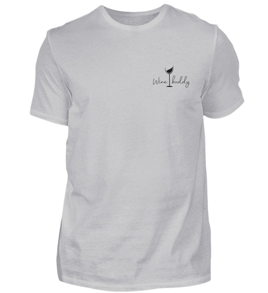 Wine buddy – Herren Basic T-Shirt Grau – tatsächliches Produktmockup