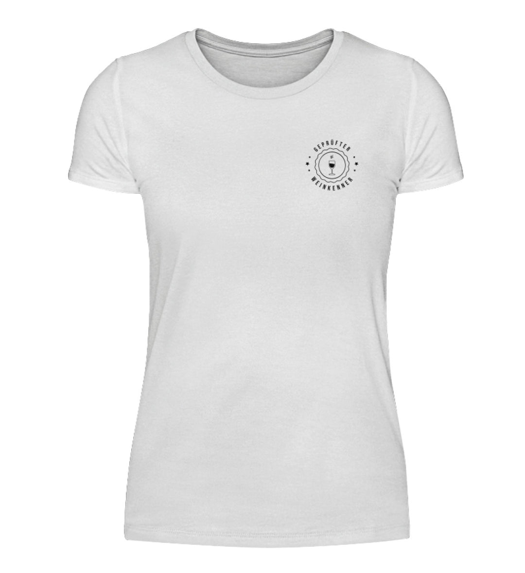 Geprüfter Weinkenner – Damen-T-Shirt Weiß, Vorderansicht