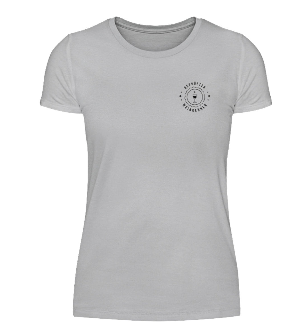 Geprüfter Weinkenner – Damen-T-Shirt Grau, Vorderansicht