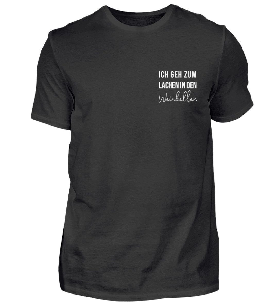 Ich geh zum Lachen in den Weinkeller – Herren Basic T-Shirt – Schwarz, Vorderansicht