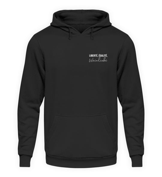 Liberté, Égalité, Weinliebé – Unisex Hoodie in Schwarz