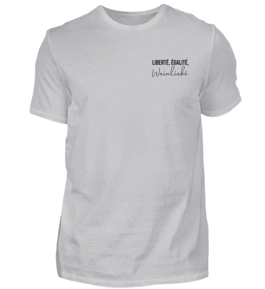 Liberté, Égalité, Weinliebé – Herren T-Shirt in Grau