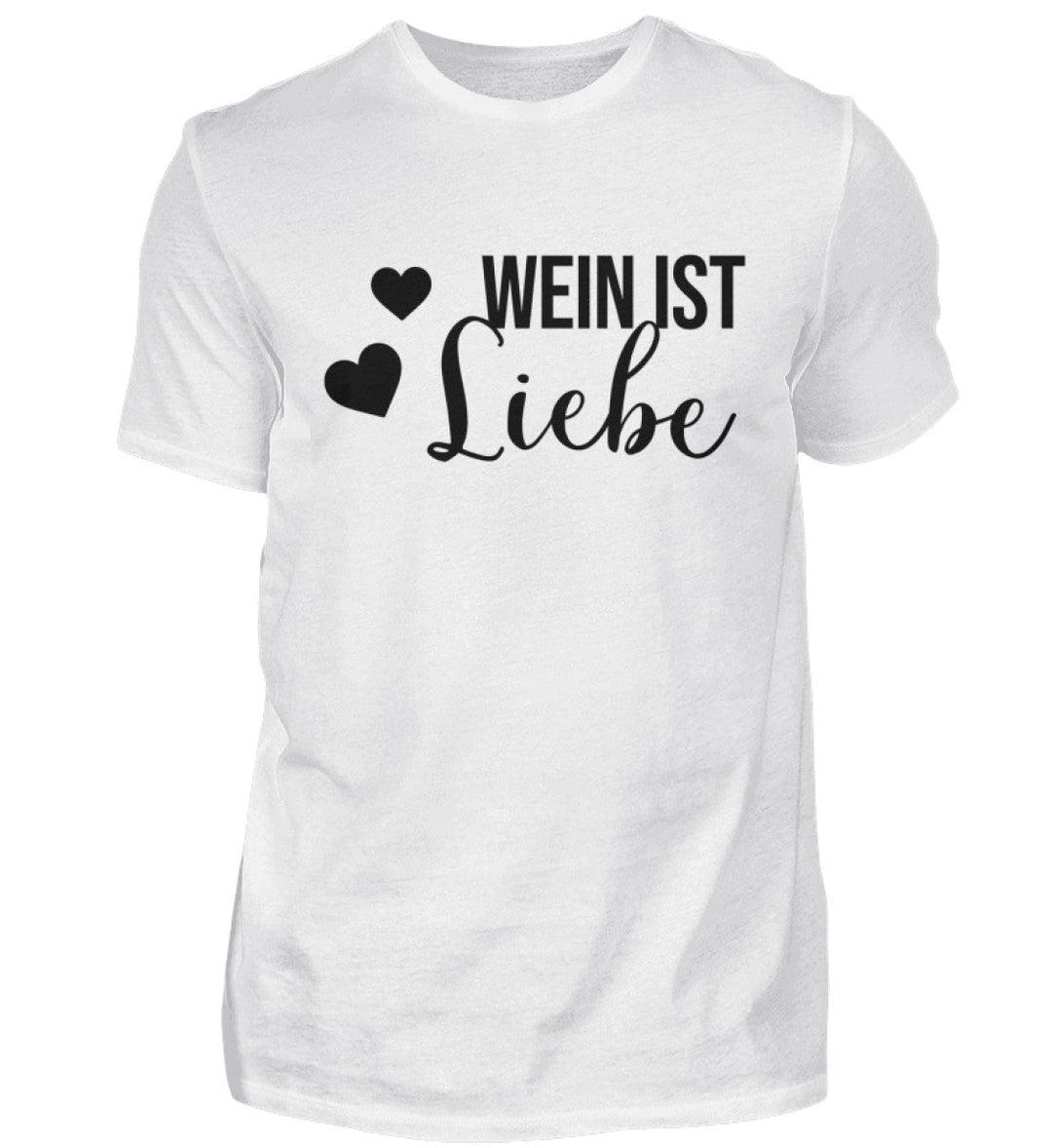 Wein ist Liebe – Herren T-Shirt in Weiß mit schwarzem Originalmotiv