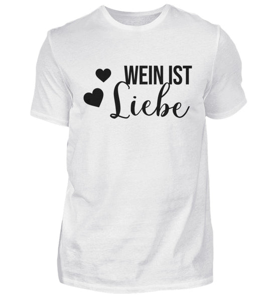 Wein ist Liebe – Herren T-Shirt in Weiß mit schwarzem Originalmotiv