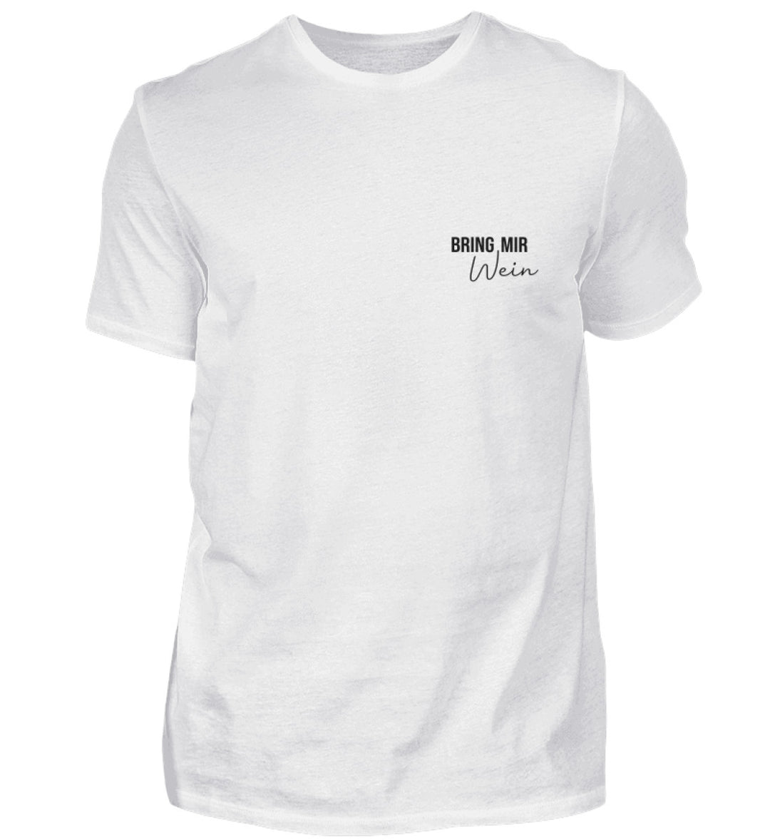 Bring mir Wein Herren T-Shirt Weiß mit kleinem Motiv links auf der Brust