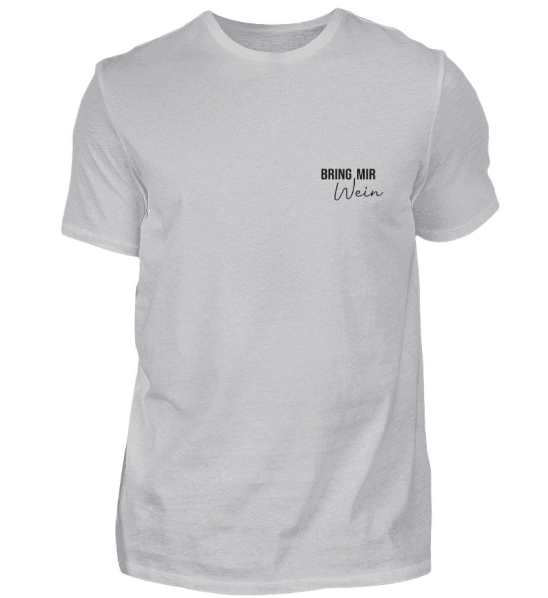 Bring mir Wein Herren T-Shirt Grau mit kleinem Motiv links auf der Brust