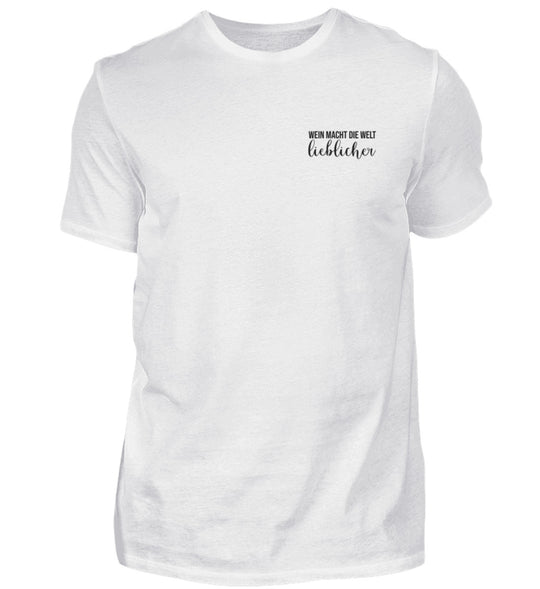 Wein macht die Welt lieblicher – Herren T-Shirt Weiß, Vorderansicht