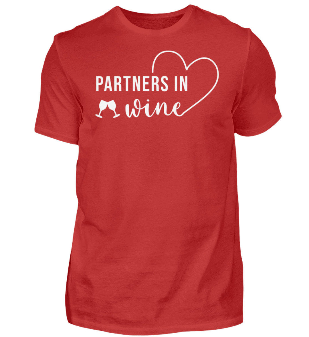 Partners in Wine Herren-T-Shirt Rot – großes Motiv mittig auf der Brust