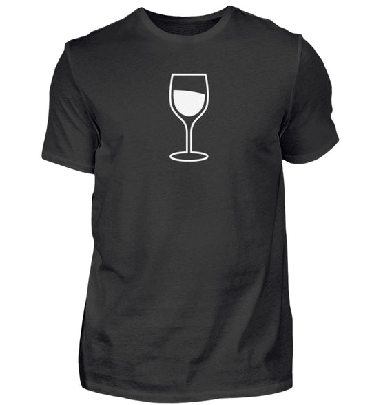 Herren T-Shirt mit weißem Weinglas-Motiv in Schwarz