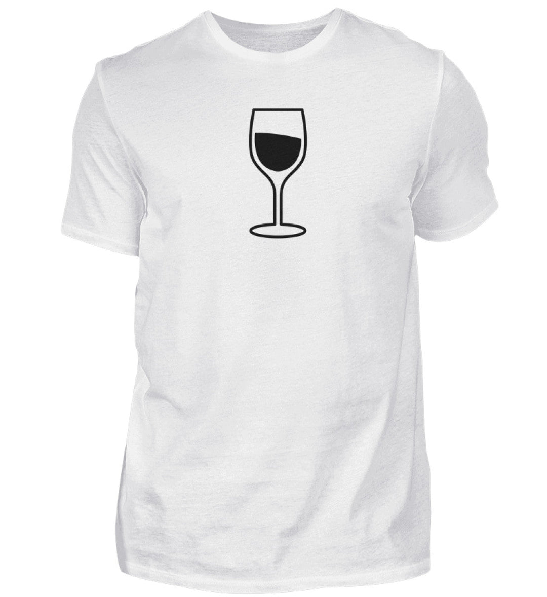 Herren T-Shirt mit schwarzem Weinglas-Motiv in Weiß