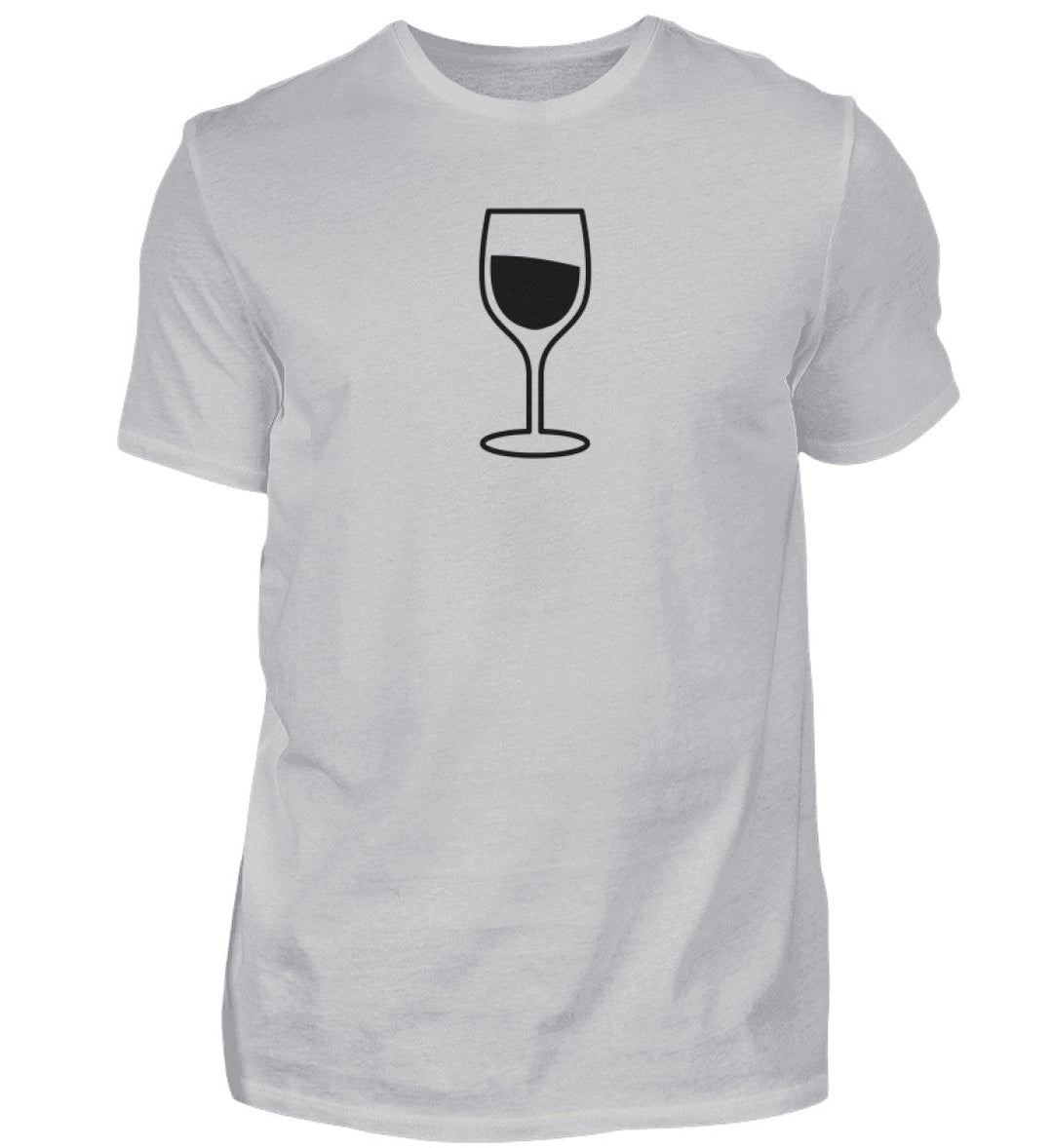 Herren T-Shirt mit schwarzem Weinglas-Motiv in Grau
