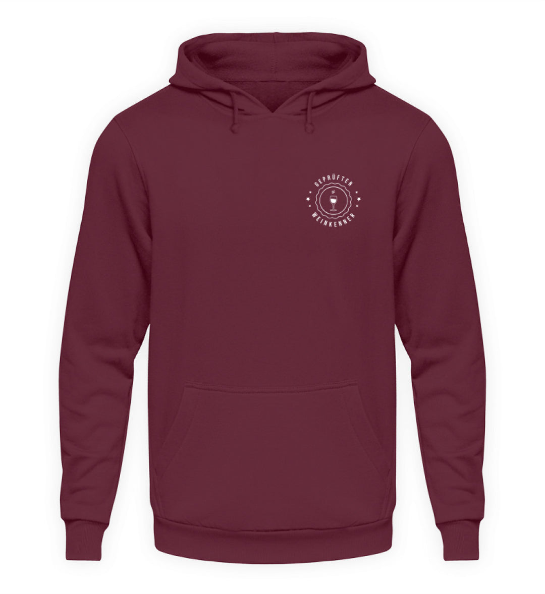 Geprüfter Weinkenner – Unisex Hoodie Bordeaux, Vorderansicht