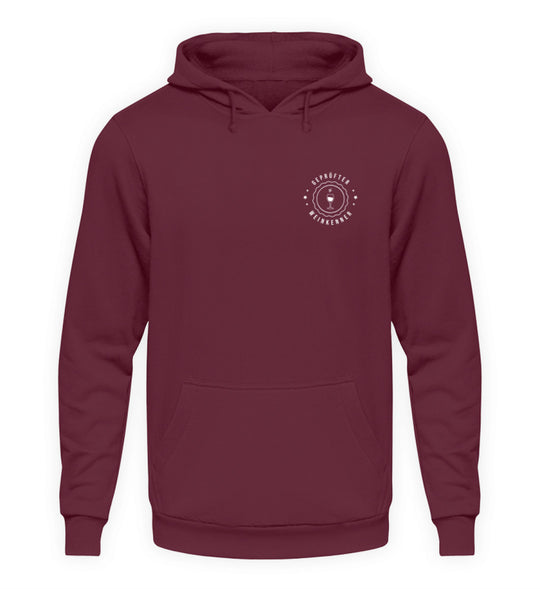 Geprüfter Weinkenner – Unisex Hoodie Bordeaux, Vorderansicht