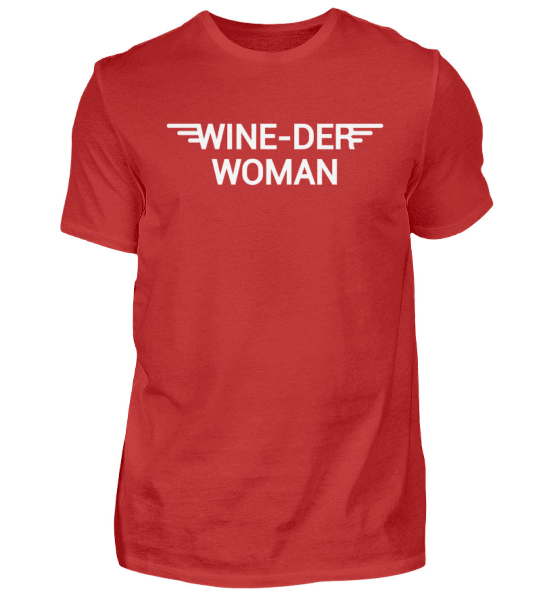Wine-der Woman – Herren Basic T-Shirt in Rot – Vorderansicht des Druckmotivs