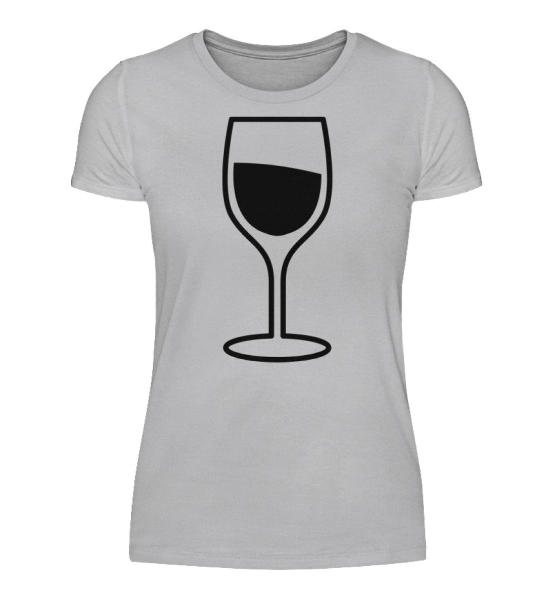 Weinglas – Damen – Grau – Motivgröße Groß – originales Shirtee-Mockup