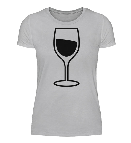 Weinglas – Damen – Grau – Motivgröße Groß – originales Shirtee-Mockup