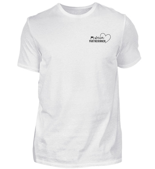 Weinpartnerinnen Herren T-Shirt in Weiß mit schwarzem Brustmotiv