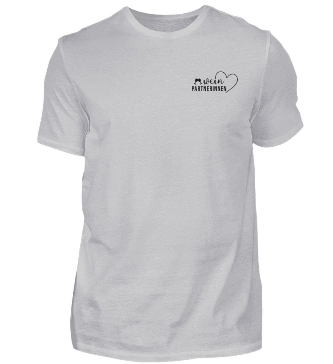 Weinpartnerinnen Herren T-Shirt in Grau mit schwarzem Brustmotiv