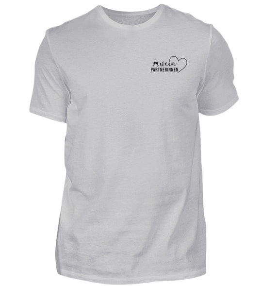 Weinpartnerinnen Herren T-Shirt in Grau mit schwarzem Brustmotiv