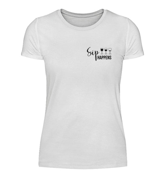 Sip happens Damen T-Shirt Weiß – Original-Anbietermockup