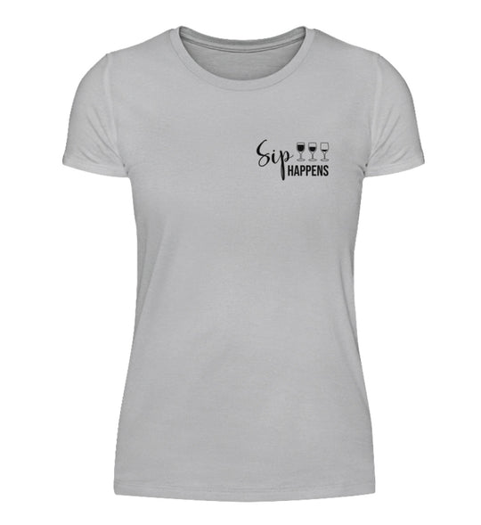 Sip happens Damen T-Shirt Grau – Original-Anbietermockup