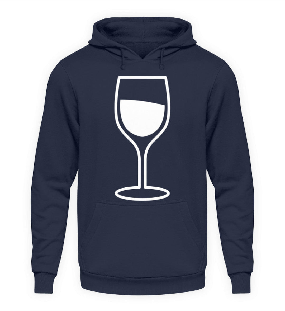 Weinglas – Unisex Hoodie – Dunkelblau – Motivgröße Groß – originales Shirtee-Mockup