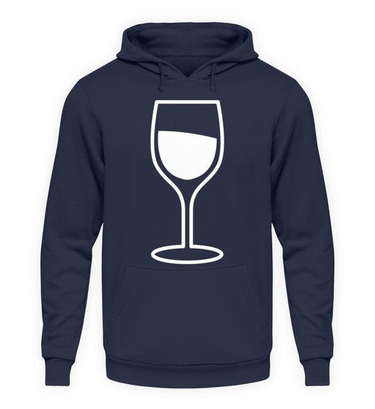 Weinglas – Unisex Hoodie – Dunkelblau – Motivgröße Groß – originales Shirtee-Mockup