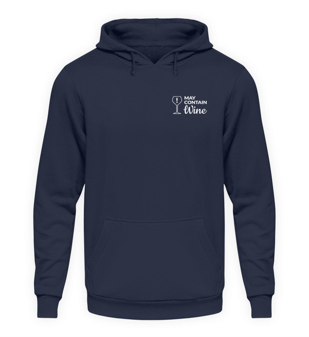 May contain wine Unisex Basic Hoodie in Dunkelblau mit kleinem weißem Brustmotiv