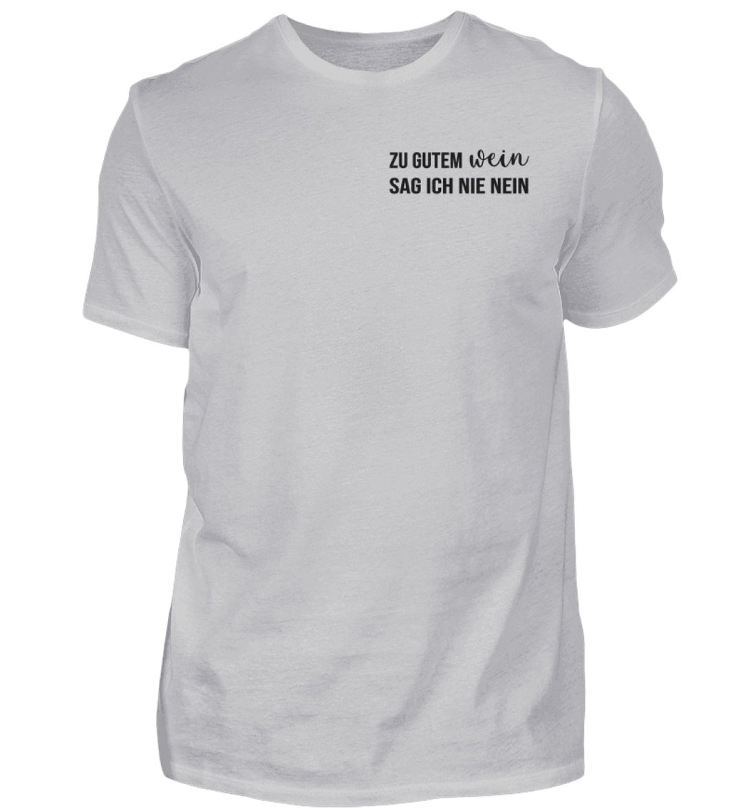 Zu gutem Wein sag ich nie nein – Herren T-Shirt Grau – tatsächliches Shirtee-Farbmockup