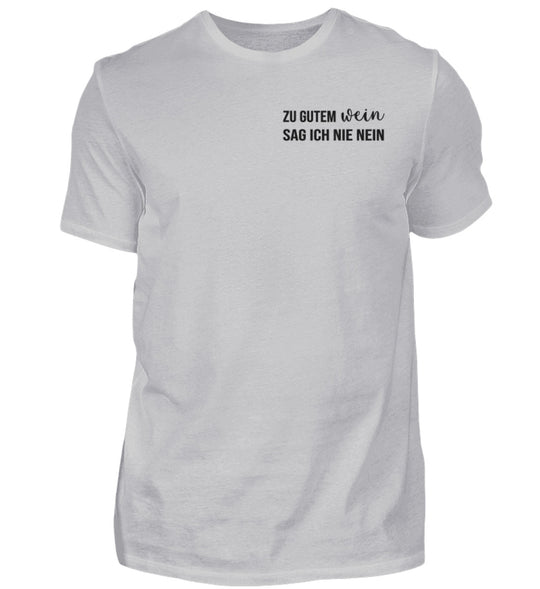 Zu gutem Wein sag ich nie nein – Herren T-Shirt Grau – tatsächliches Shirtee-Farbmockup
