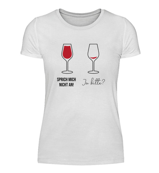 Sprich mich nicht an – Damen T-Shirt Weiß – korrigiertes natives Anbieter-Mockup