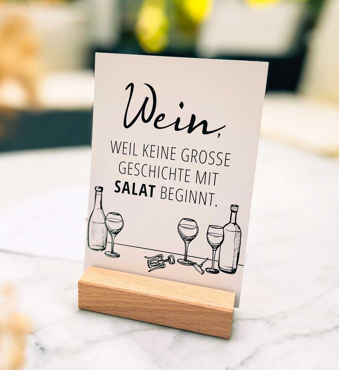 Postkartenset "Wein Design" (11 Stück + Holzaufsteller)