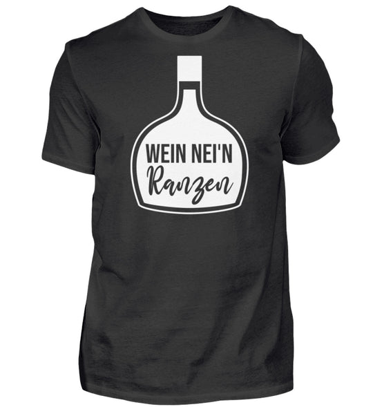 Herren-T-Shirt Schwarz mit Wein nei’n Ranzen, Anbieter-Farbmockup.