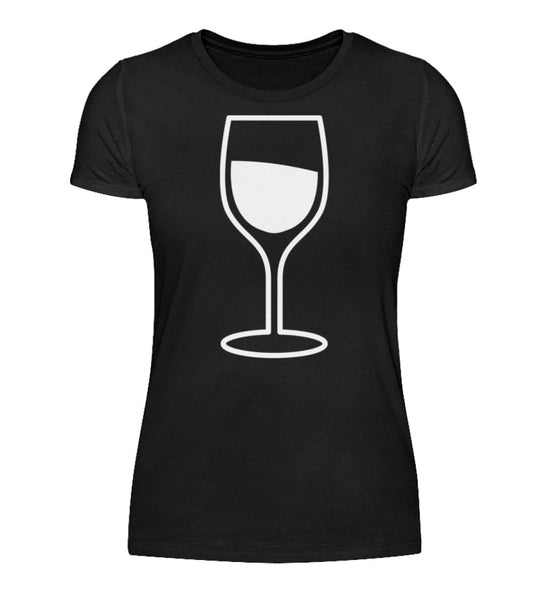 Weinglas – Damen – Schwarz – Motivgröße Groß – originales Shirtee-Mockup