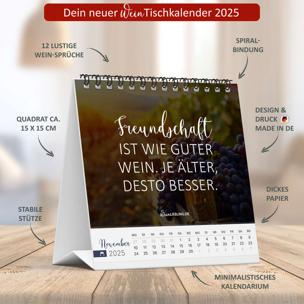 Tischkalender "Mit dir trinke ich Wein am liebsten" 2025