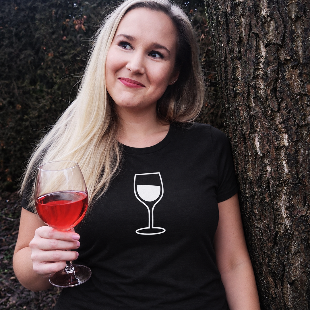 Weinglas – Damen T-Shirt – eigenes Model ohne Jana, Schwarz