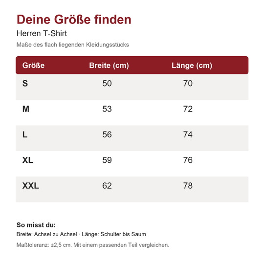 Ich geh zum Lachen in den Weinkeller – Herren Basic T-Shirt – Maßtabelle S bis XXL in Zentimetern