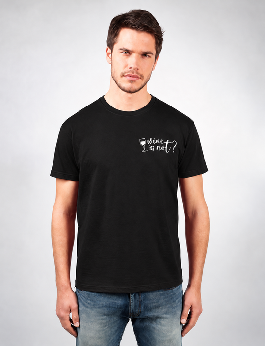 Wine not? Herren T-Shirt Schwarz – vorhandene Modelaufnahme digital angepasst