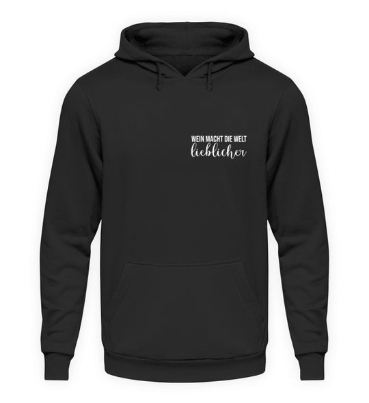 Wein macht die Welt lieblicher – Unisex Basic Hoodie Schwarz, Anbieteransicht
