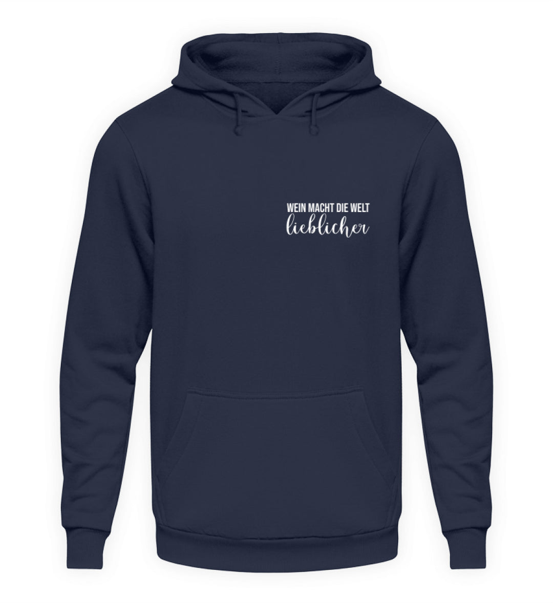 Wein macht die Welt lieblicher – Unisex Basic Hoodie Dunkelblau, Anbieteransicht
