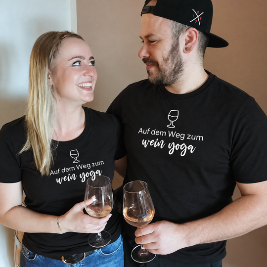 Wein-Yoga – Damen-T-Shirt – eigene Models ohne Jana, Schwarz